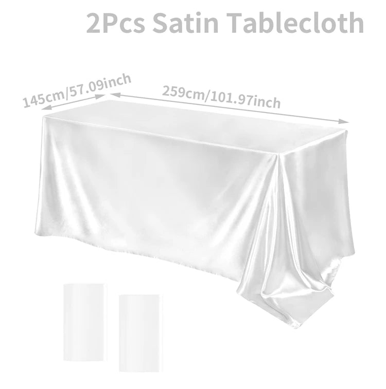Rectangle Tablecloth Satin Table Cloth Bright Smooth White Pink Solid Color Table Cover Wedding Party Supplies Table Decors