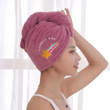 Dry Hair Towel Embroidered Coral Velvet Ladies Microfiber Soft Shower Cap Head Wrap Absorbent Fast Dry Ladies Head Towel
