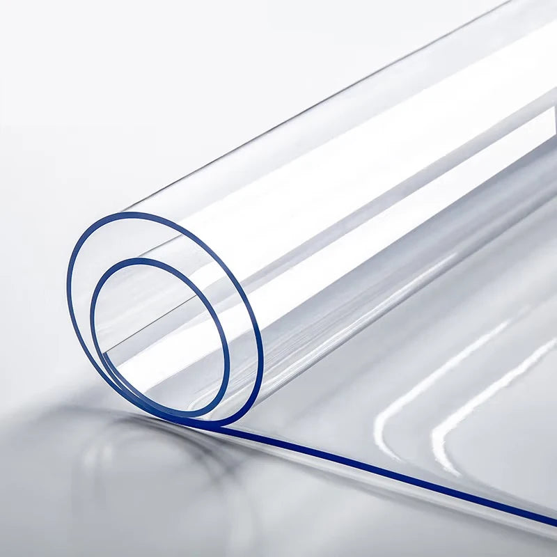 PVC Transparent Table Protector 0.7mm Thick Waterproof Oil-Proof Cover for Kitchen Desk and Dining Table Ideal for Home & Office