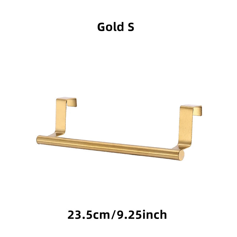 1/2Pcs Towel Rack Over Door Towel Bar Hanging Holder Stainless Steel Bathroom Kitchen Cabinet White Black Towel Rag Shelf Hanger