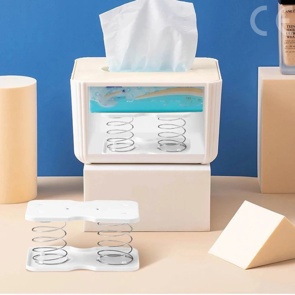 Automatic Tissue Box Tissue Dispenser Spring Loaded Tissue Holder Office Home Kitchen Toilet Bracket Organizer for Living Room