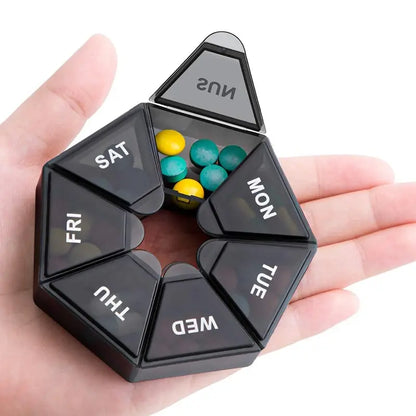 2/4Pcs 7 Days Pill Storage Box Mini Travel Portable Medicines Dispenser Box Multifunction Plastic Seven Compartment Sealer Box