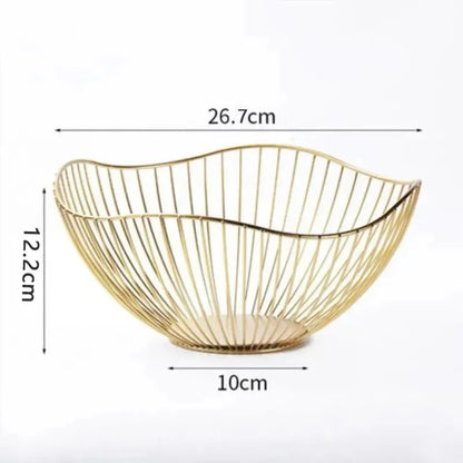 Fruit Basket Durable Metal Wire Storage Bowl Nordic Style Iron Home Snacks Bread Dining Table Indoor Cosmetic Storage Basket
