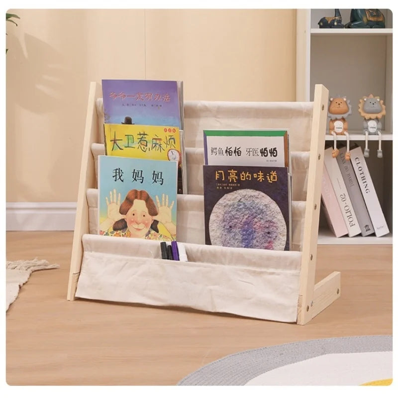 Solid Wood Bookshelf Children's Floor-Standing Bookcase Multi-Layer Storage Storage Bookshelf Model Storage Rack Bookshelf