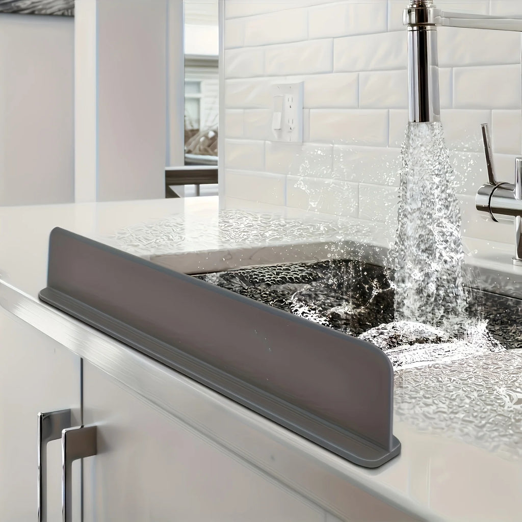 Silicone Sink Splash Guard with Suction Cups - Water Barrier for Kitchen, Lab & Dishwashing Basins