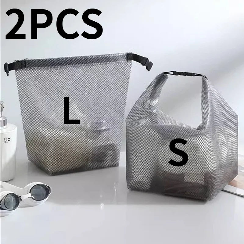 2PCS Handheld Waterproof Storage Bag Portable Sealing Swimming Bag Large Capacity Washing Bag Fitness Clothing Cosmetic Handbag