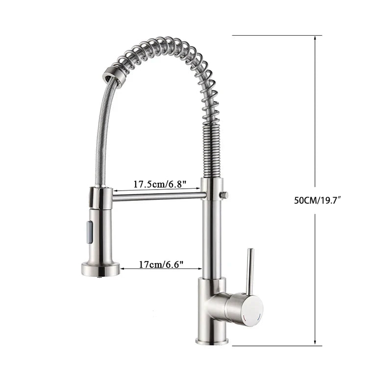 Brushed Nickel Kitchen Faucet Deck Mounted Mixer Tap 360 Degree Rotation Stream Sprayer Nozzle Kitchen Sink Hot Cold Taps Brass
