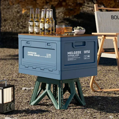 Camping storage box, trunk organizer, camping picnic camping box, car folding outdoor bench and chopping board