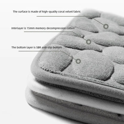Foot Mat Coral Fleece Floor Mat Household Memory Foam Embroidered Bathroom Thickened Absorbent Floor Mat Door