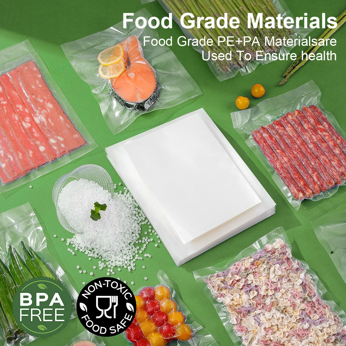 50pcs/Lot Food Vacuum Plastic Sealing Bags Food Preservation Sealed Bag Household Reusable Vacuum Sealer Bag Kitchen Accessories