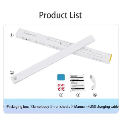 10/20/30/40/50CM Under Cabinet Led Light Sensor Movement Rechargeable Wireless Led Lamp Night Light Cupboard Bedroom Wardrobe