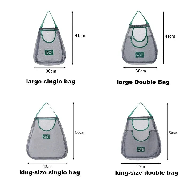 Reusable Mesh Storage Bags for Kitchen, Hanging Fruit Vegetable Organizer for Ginger Garlic Onion Potato