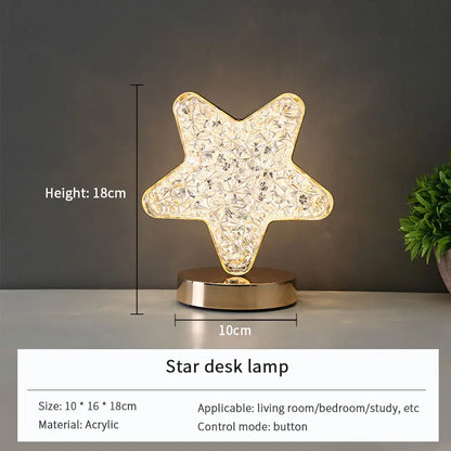 Bedroom Crystal Touch Dimming Night Light Girls Room Home Decor Aesthetics USB Bedside LED Ambient Table 3d Moon Lamp