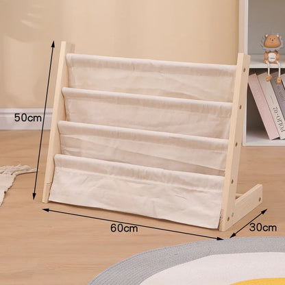 Solid Wood Children Bookshelf Multi-Layer Movable Shelf for Kids Storage Floor Standing Bookshelf Picture Book Rack Bookcase