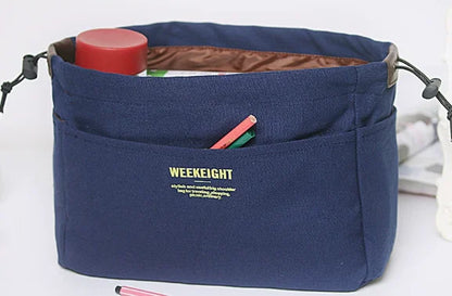 Canvas Cosmetic Storage Bag Waterproof Pouch Multi Compartment Travel Accessory Sturdy Purse Organizer for Home Gym Car Daily