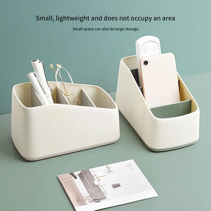 4 Slot Desktop Storage Box Remote Control Holder TV Phone Trapezoidal Basket Stationery Organizer Case for Home Hotel