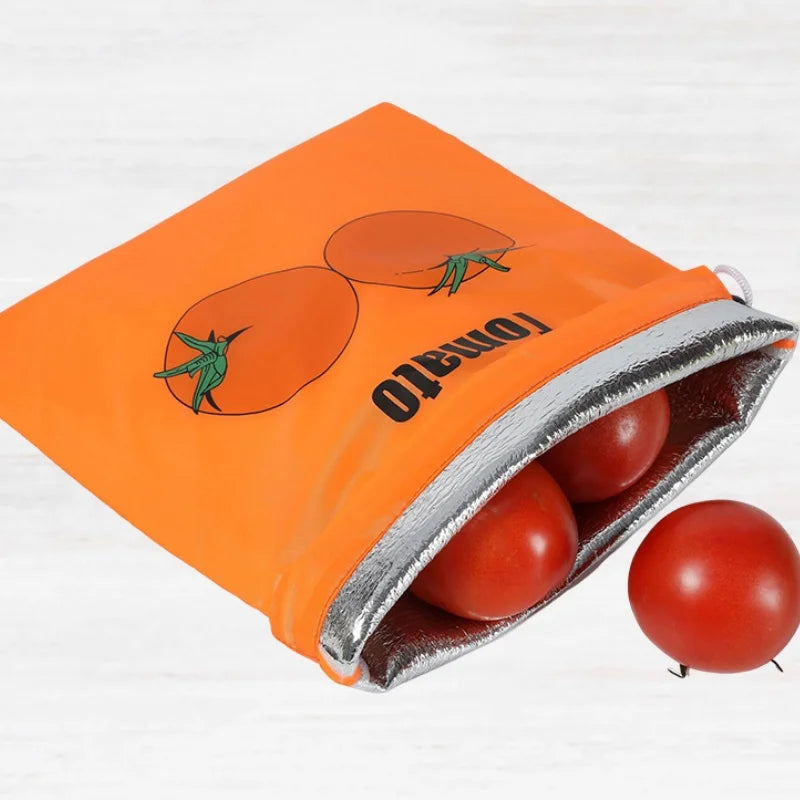 Fruit Vegetables Storage Bag Drawstring Bag for Refrigerator Freshness Travel Storage Insulated Aluminum Film Bags