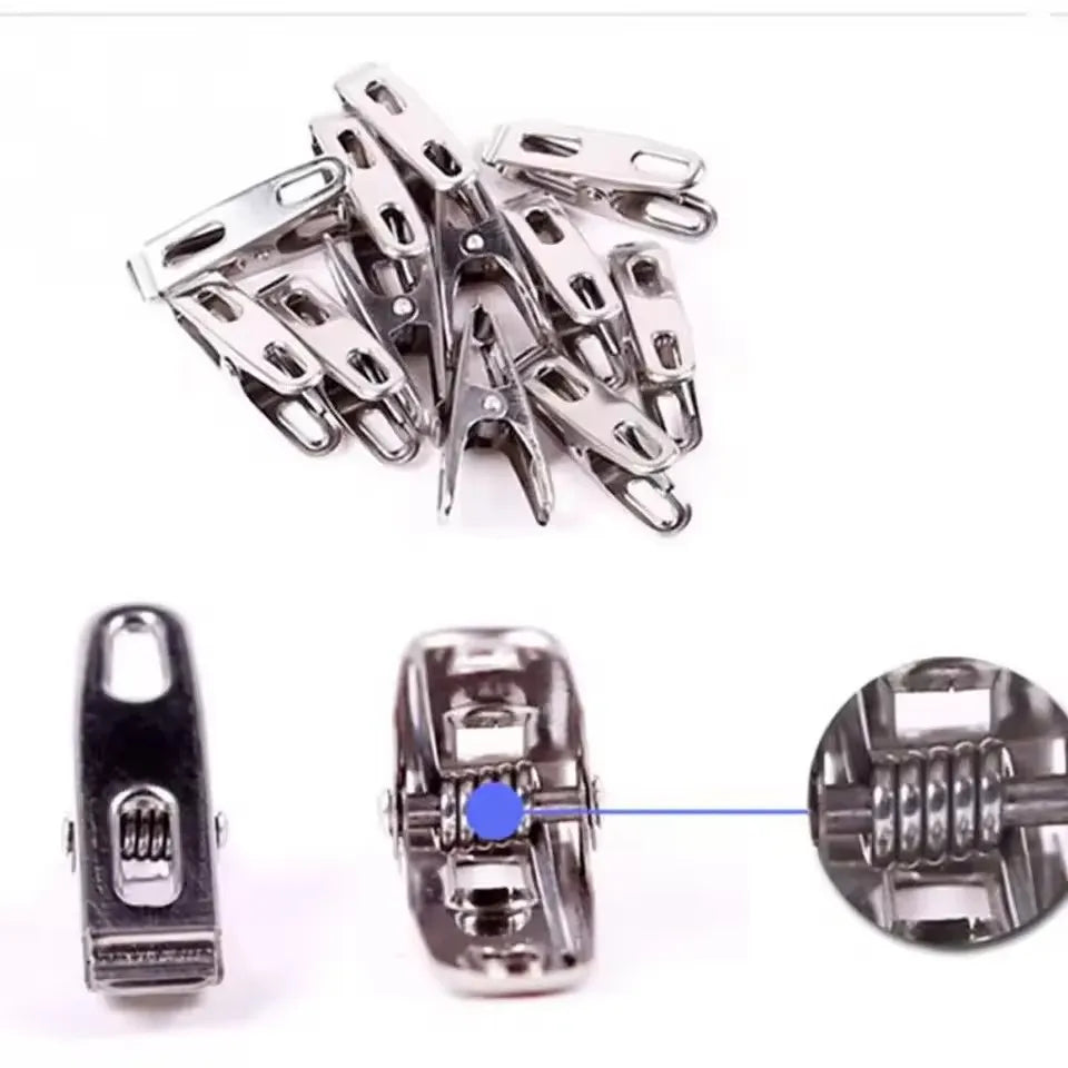20Pcs Clothes Pegs Stainless Steel Washing Clips Household Clothing Sealing Clip Windproof Clips Hang Pins Metal Clips Clamps