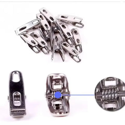 20Pcs Clothes Pegs Stainless Steel Washing Clips Household Clothing Sealing Clip Windproof Clips Hang Pins Metal Clips Clamps