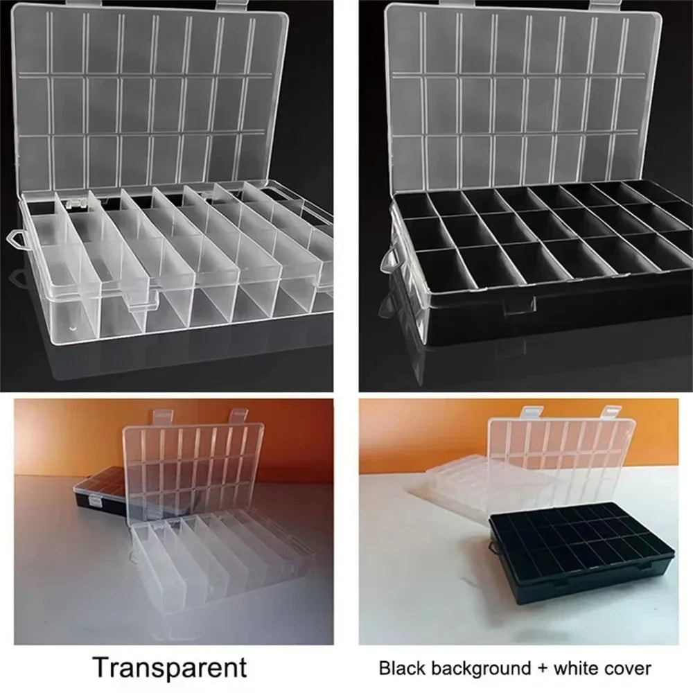 Clear 24-Compartment Plastic Storage Box – Organizer for Crafts, Beads, Jewelry & Small Items (1 Pack)