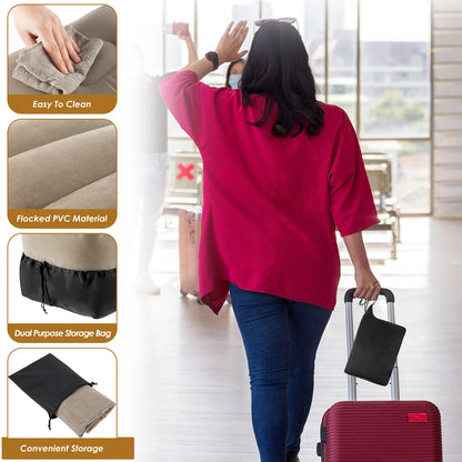 Inflatable Footrest Pillow PVC Flight Sleeping Footrest Rest Pillow 3 Layer Height Adjustable Car Bus Travel Foot Rest Pillow