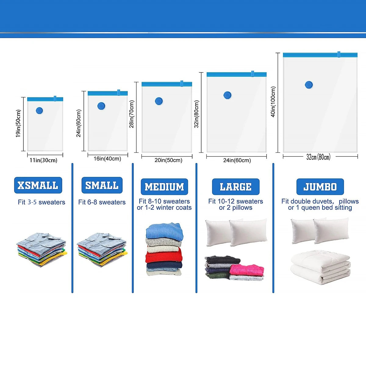 3-5PCS Vacuum Storage Bags, Space Saver Bags  Compression for Comforters and Blankets Clothes Travel Packing Organizer