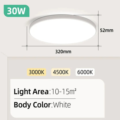 Led Ceiling Lamp 110-265V Ultra Thin Panel Led Light for Living Room Bedroom Indoor Lighting 20W 30W Square Round Ceiling Lights