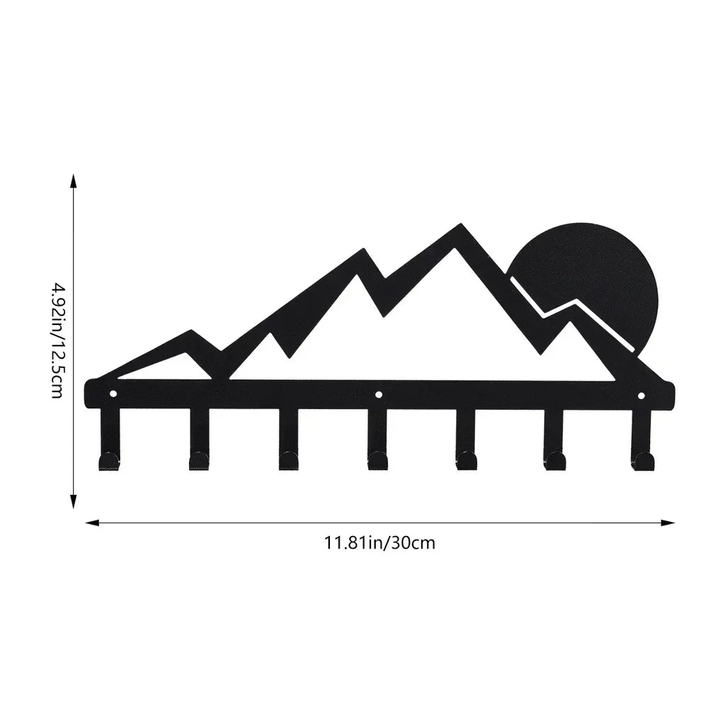 CIFBUY Key Holder Wall Mounted Key Hooks For Wall Decorative With 5 Hooks Black Metal Key Organizer Rack Hanger Iron Art Artwork