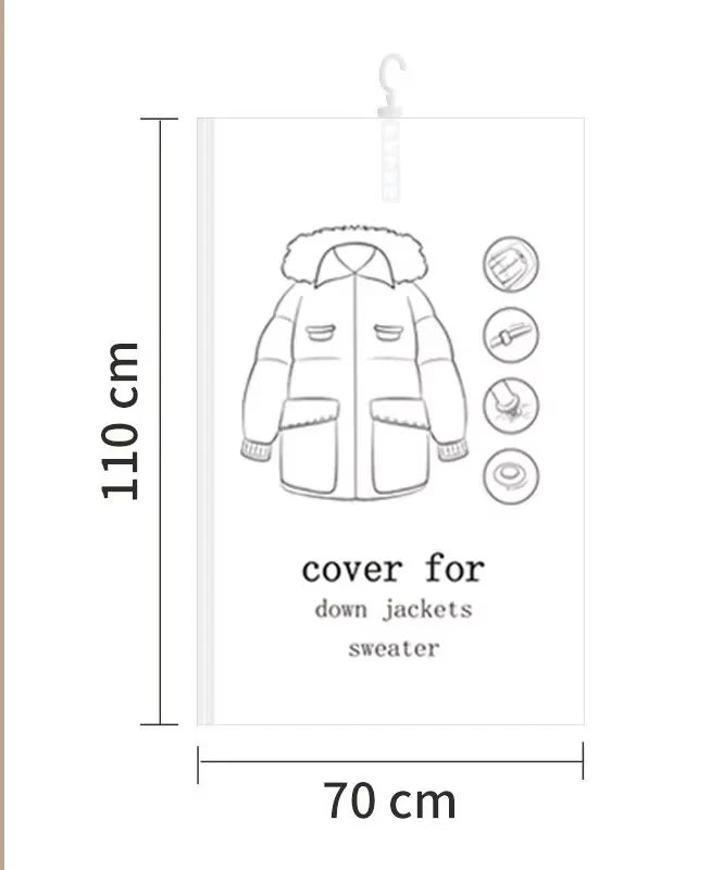 Hanging Vacuum Space Saver Bags Closet Organizer Storage Bags, Vacuum Seal Clear Bags for Clothes, Suits, Dress Or Jacke