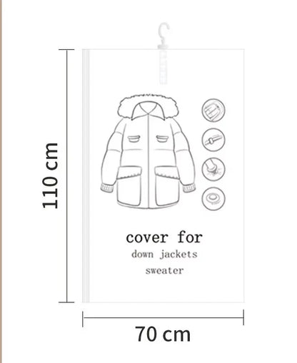 Hanging Vacuum Space Saver Bags Closet Organizer Storage Bags, Vacuum Seal Clear Bags for Clothes, Suits, Dress Or Jacke
