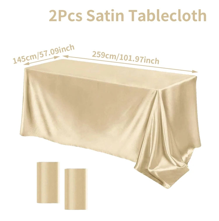 Rectangle Tablecloth Satin Table Cloth Bright Smooth White Pink Solid Color Table Cover Wedding Party Supplies Table Decors