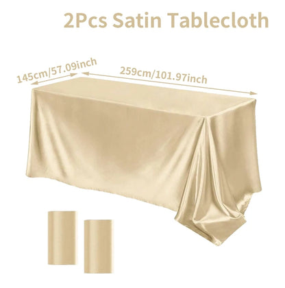 Rectangle Tablecloth Satin Table Cloth Bright Smooth White Pink Solid Color Table Cover Wedding Party Supplies Table Decors