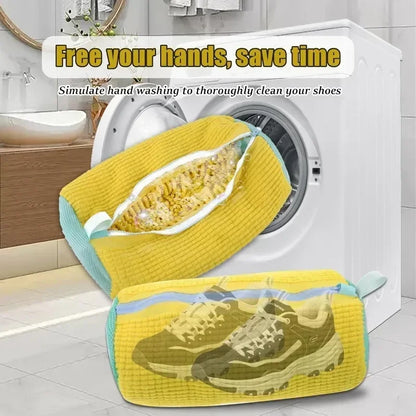 Laundry Bags Shoe Washing Machine Bag-with Zipper Laundry Bag with Rich Fluff Inside,Perfect for Sneakers with Shoe Brush