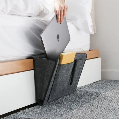 Multi-Pocket Felt Hanging Storage Bag Organizer for CDs, Magazines, Stationery & Phones – Dorm, Bed, Sofa or Car Use