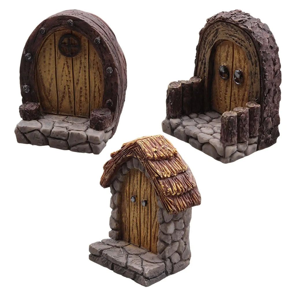 Miniature Garden Door Micro Landscape Lawn Ornament Garden Art Decorative Resin Mini Door Fairy Door for Living Room Lawn