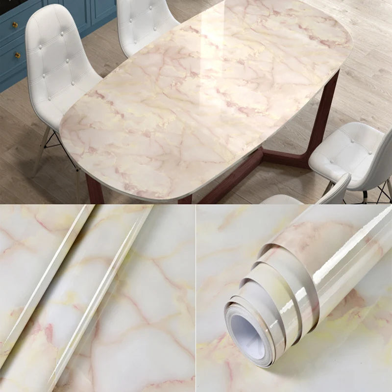 40cm Kitchen Self-adhesive Wall Adhesive Wallpaper Marble Pattern Pvc Home Decorations Oil-proof Water-proof Luxury Home Decor