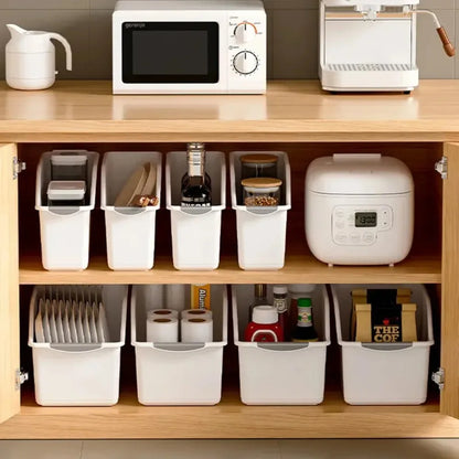 Curved Plastic Storage Bins Set Multipurpose Home Organization Boxes For Cleaning Supplies Household Essentials StackableBaskets