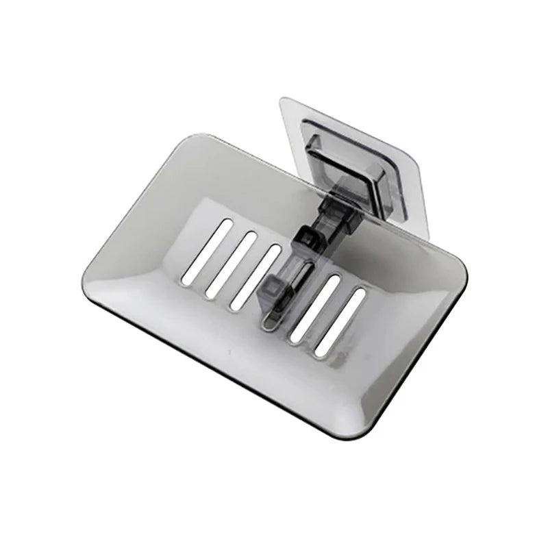 1PC Transparent Drain Soap Holder No Punch Paste Wall Mounted Shower Toilet Suitable For Plastic Storage Box