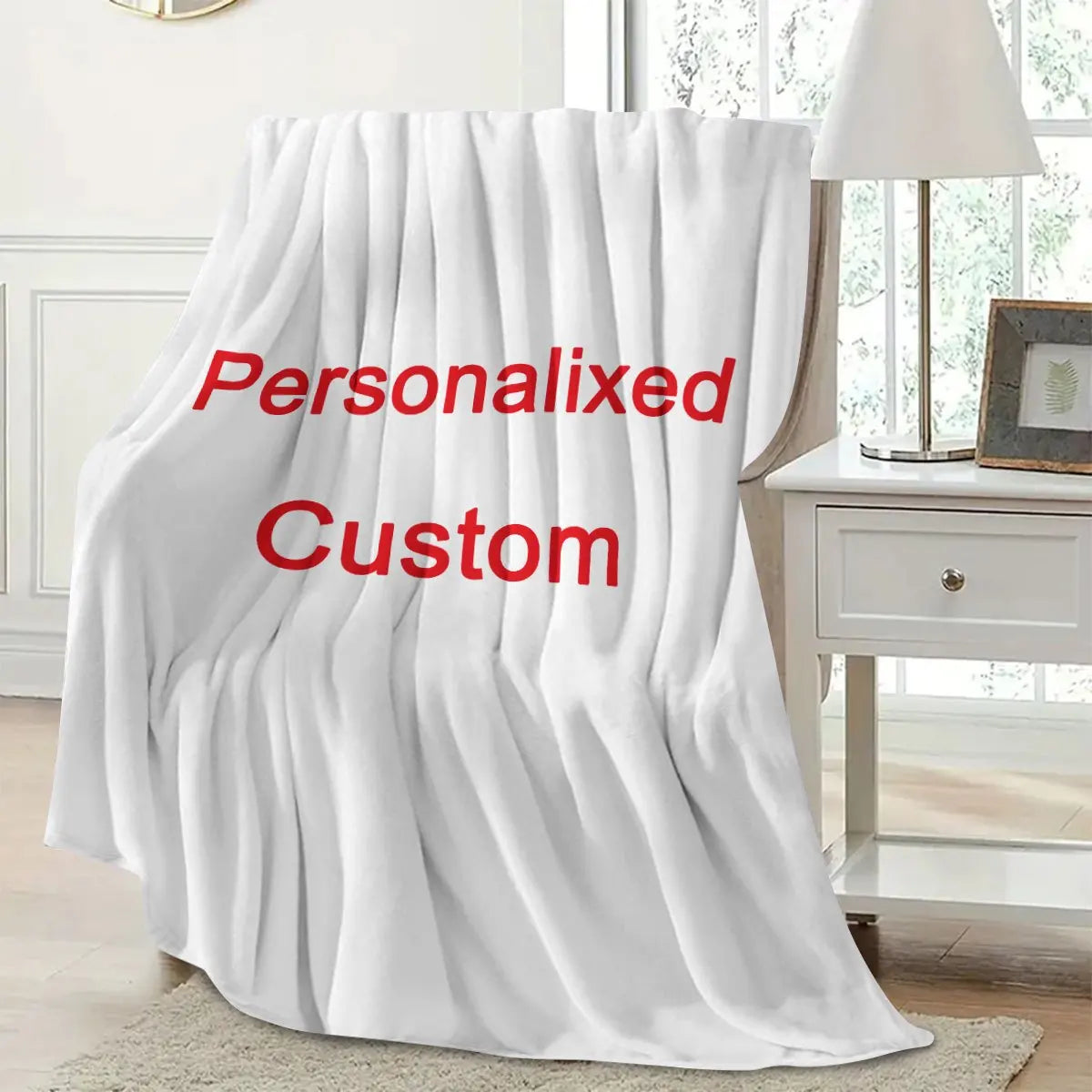 1 Piece of Customized Personalized Blanket Upload Pictures DIY Flannel Blanket - Customized Warm Photos, Soft and Warm, Suitable for Sofa, Bed, Office, Car and Outdoor Travel - Halloween, Thanksgiving, Birthday, Wedding, Coup