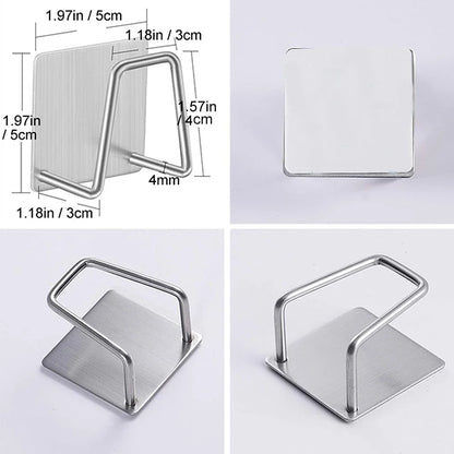 2PCS Stainless Steel Sink Sponge Holder Self Adhesive Drain Drying Rack Wall Hooks Accessories Storage Organizer