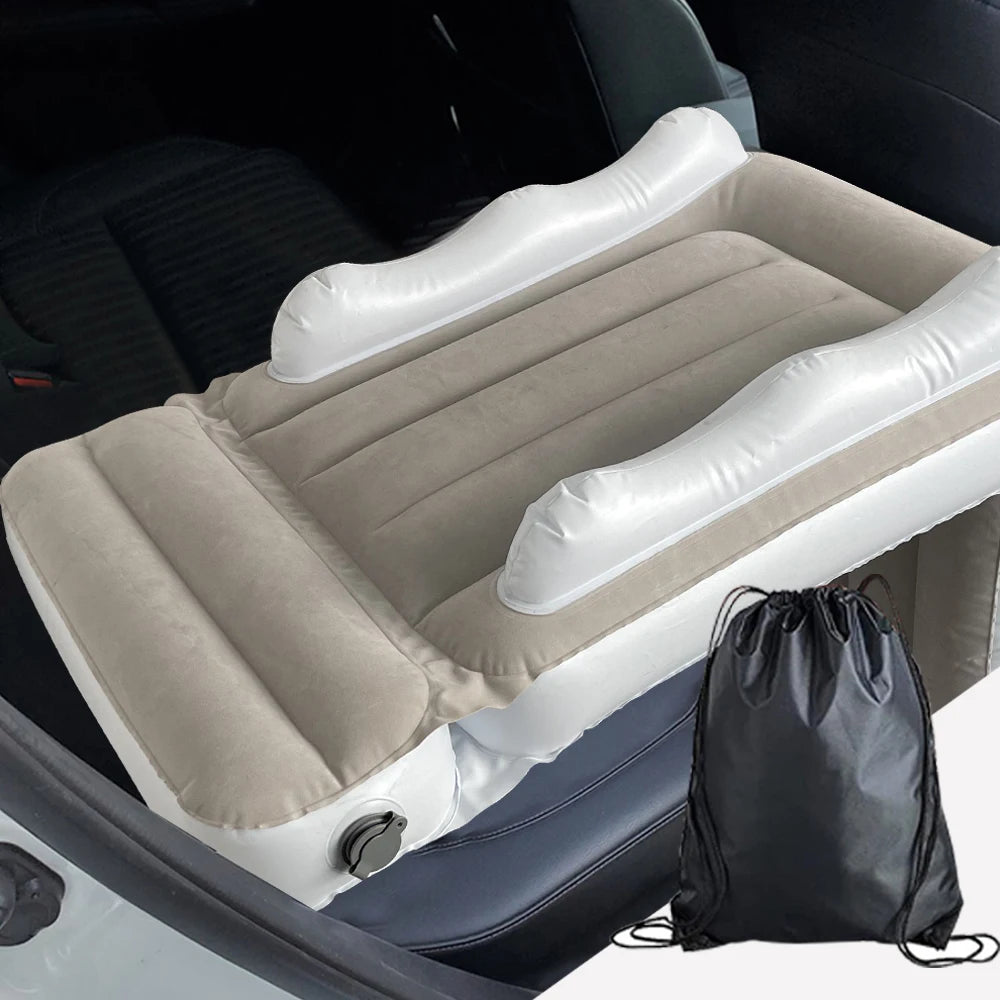 Infant Inflatable Mattress Kids Car Rear Car Mat Foldable Airplane Mattress Outdoor Travel Thickened Flocking Air Mattress