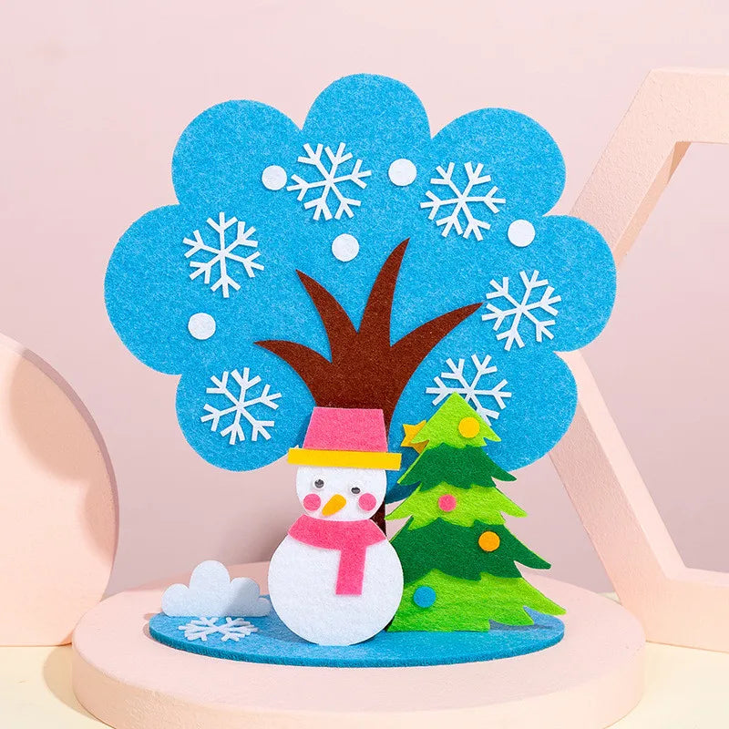 DIY Handmade Four Seasons Tree Crafts Toys Non-woven Material Paste Game Kindergarten Teaching Aids Home Decor Kids Puzzle Toys