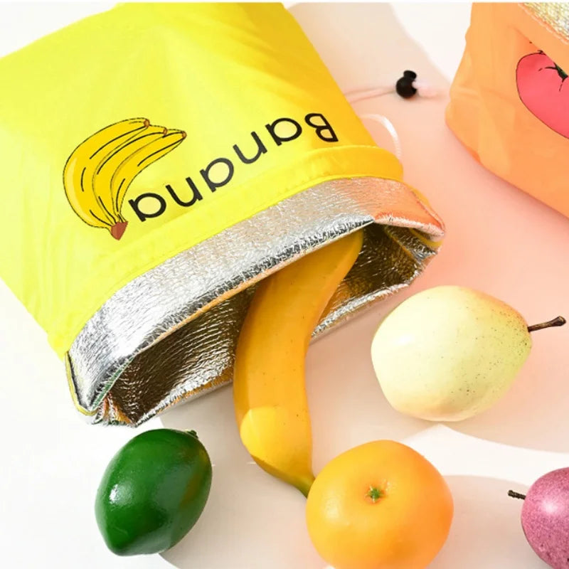 Fruit Vegetables Storage Bag Drawstring Bag for Refrigerator Freshness Travel Storage Insulated Aluminum Film Bags