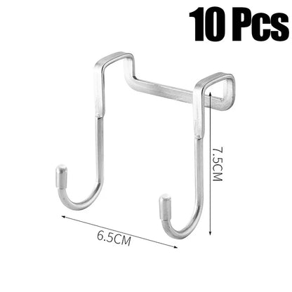 Door Hanger Hook Stainless Steel Double S-Shaped Storage Hook for Bathroom Kitchen Wall Door Organizer Wall Mounted Hooks