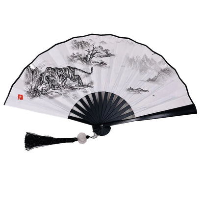 With Tassel Art Craft Style Foldable Hand Fan Portable Folding Fan Wedding Party Photo Props Guest Gifts Home Decor Craft