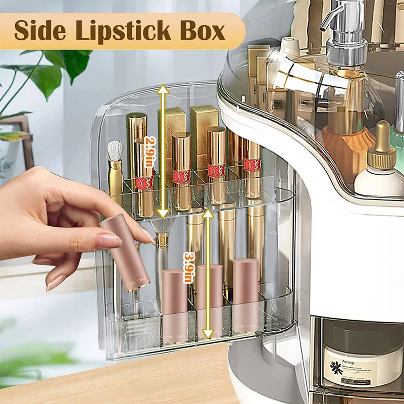Cosmetic Storage Box with Lid and Drawers, Countertop Makeup Organizer Case, Waterproof & Dustproof Cosmetics Rack