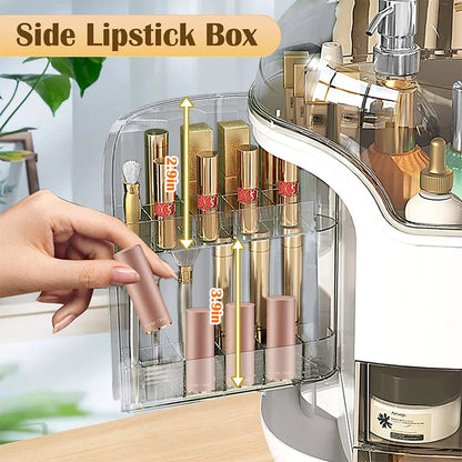 Cosmetic Storage Box with Lid and Drawers, Countertop Makeup Organizer Case, Waterproof & Dustproof Cosmetics Rack