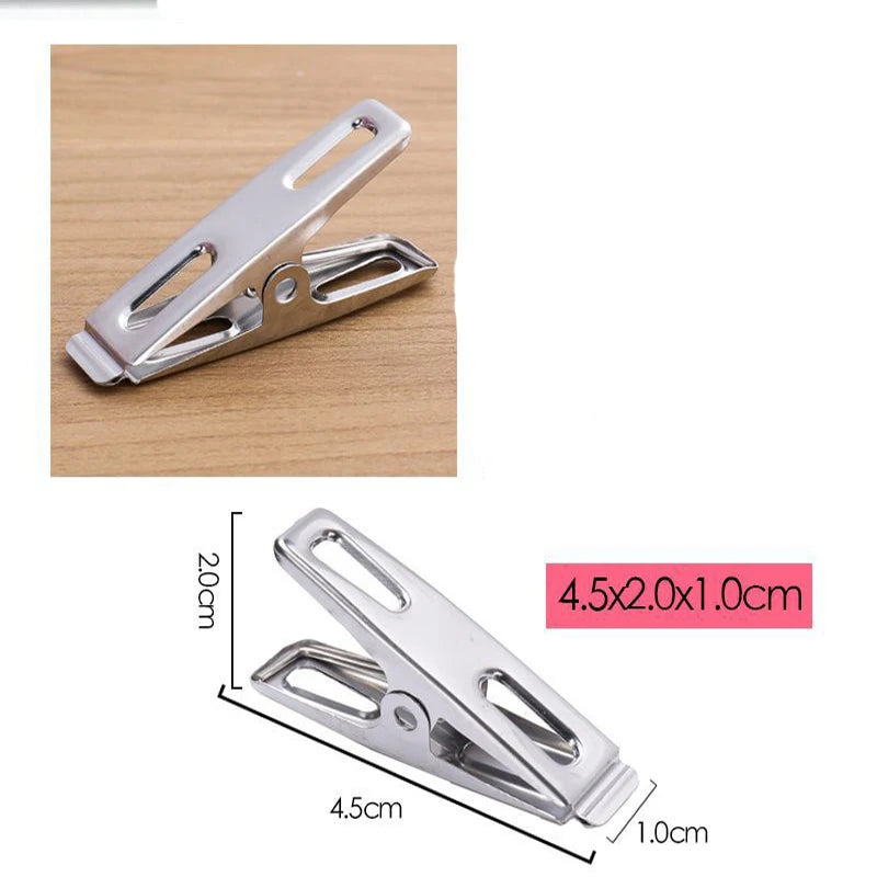 20Pcs Stainless Steel Clips Thickened for Drying Clothes Thickened for Drying Socks Small Clips Flat Mouth Clips Stainless Steel