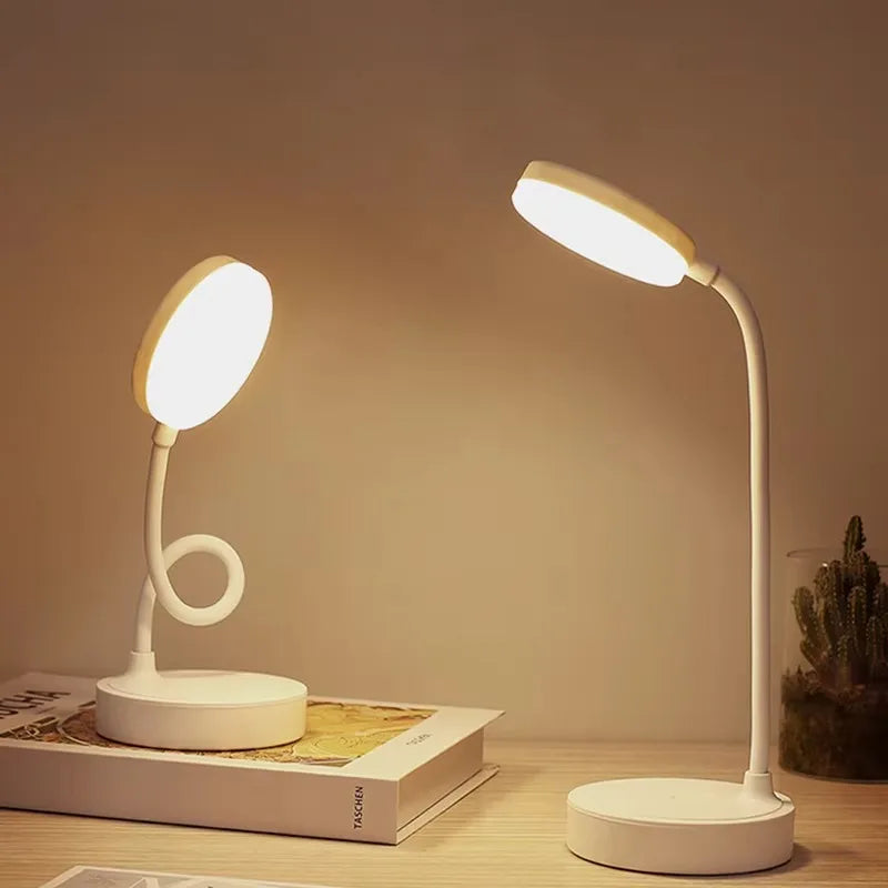 USB Plug-in Portable LED Desk Lamp - 3 Color Stepless Dimming Eye Protection Bedroom Bedside Table Light