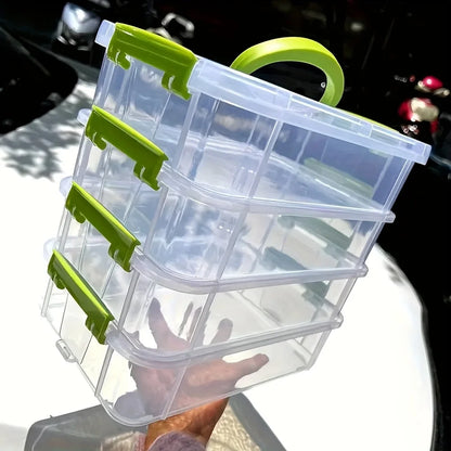 4-layer stackable transparent plastic storage box with lid, divided drawer organizer, suitable for hair accessories and jewelry